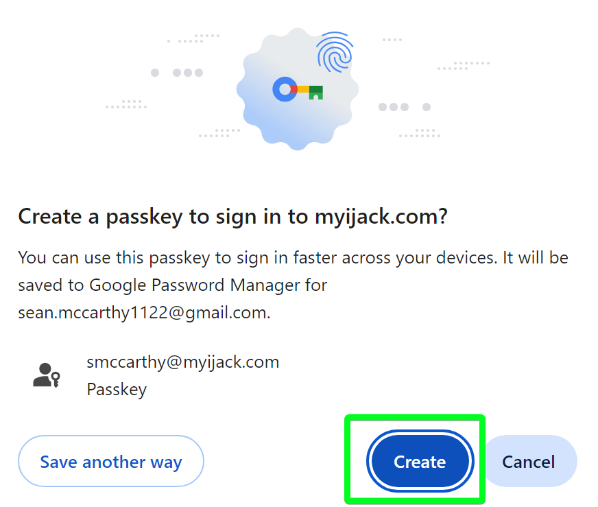 Step 5 - create passkey