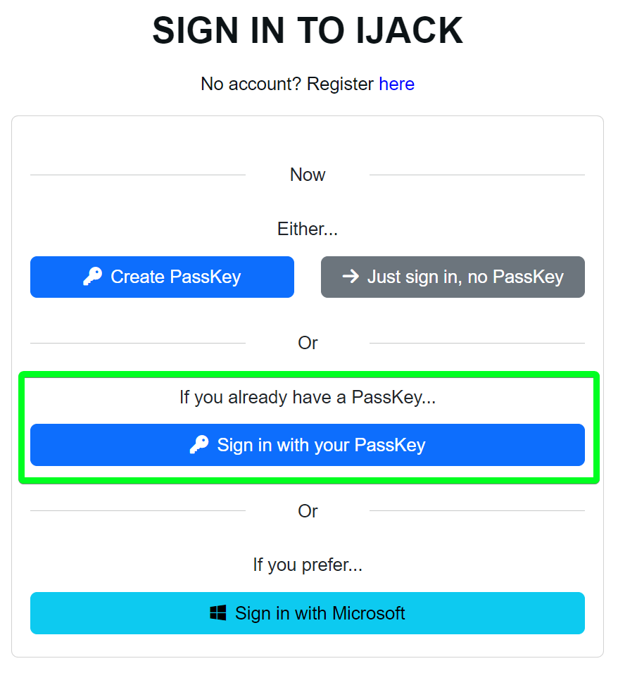 Step 6 - sign in with passkey